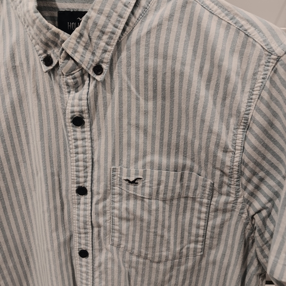 Hollister Blue and White Slim Fit Button Down Shirt - Picture 3 of 5